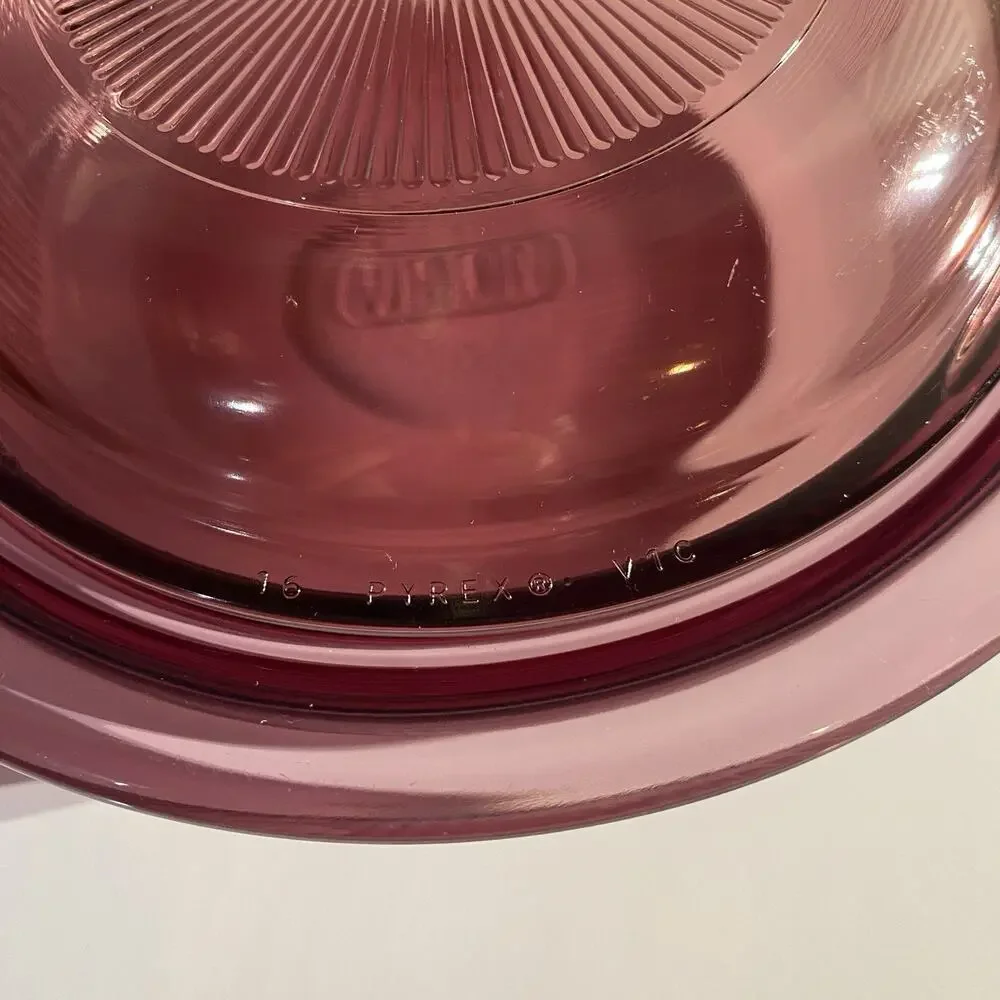 Vintage Pyrex Vision Ware Cranberry Casserole Dish With Lid 16 V1C